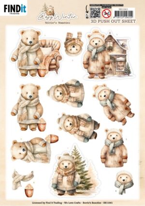 Push-out sheet - 3D - Berrie's Beauties - Cosy Winter - Cosy Bear SB11061