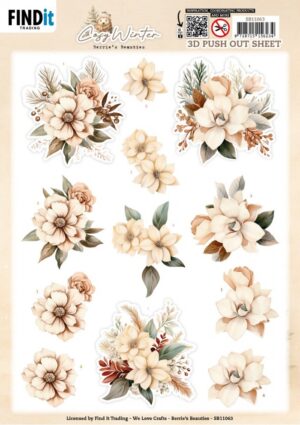 Push-out sheet - 3D - Berrie's Beauties - Cosy Winter - Cosy Flowers SB11063