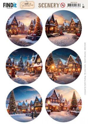 Push-out sheet - 3D - Berrie's Beauties - Magical Winter Village: Round - BBSC10120