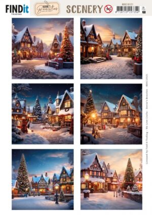 Push-out sheet - 3D - Berrie's Beauties - Magical Winter Village: Square - BBSC10121