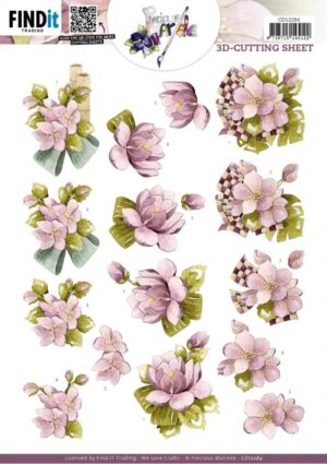 knipvel-3D - Precious Marieke - Lilac Flowers - CD12284