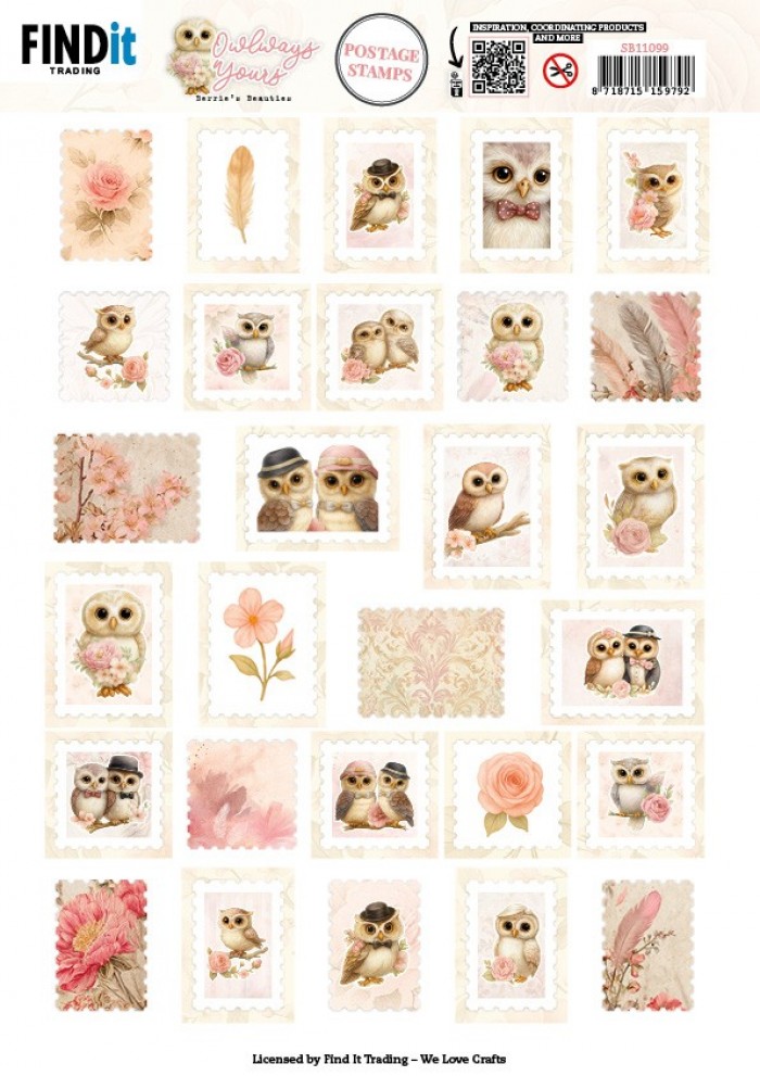 Push-out sheet - 3D - Berrie's Beauties - Owlways Yours: Postage Stamp - SB11099