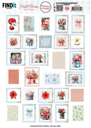 Push-out sheet - 3D - Berrie's Beauties - Frosted Florals - Postage Stamps - SB11101