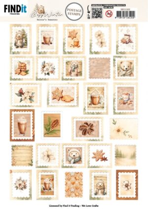 Push-out sheet - 3D - Berrie's Beauties - Cosy Winter - Postage Stamps - SB11102