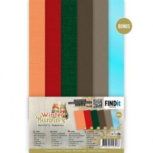 Linnen Kaartenkarton - Berries Beauties - Winter Bunnies