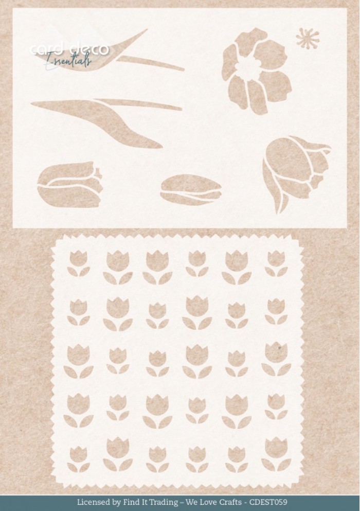 Card Deco Essentials Stencil - Tulips (14,3 x 9,4 cm - 10,8 x 10,8 cm) - CDEST059
