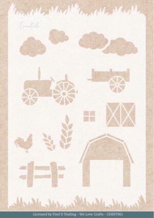 Card Deco Essentials Stencil - Farm Landscape (13,5 x 20,2 cm) - CDEST061