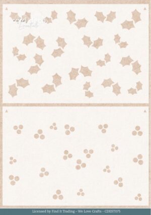 Card Deco Essentials Stencil - Floral Holly Pattern (2x 14,8 x 10 cm) - CDEST075