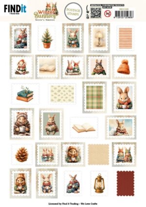 Push-out sheet - 3D - Berrie's Beauties - Winter Bunnies: Postage Stamps - SB11100