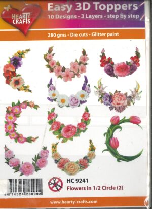 Easy 3D Toppers - Flowers in 1/2 Circle (2) - HC9241