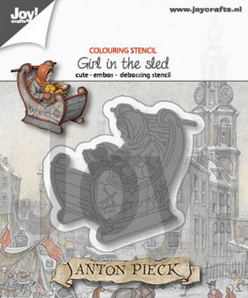 Snijmal - Joy! Crafts - Anton Pieck: Girl in the Sled - 6002/1376