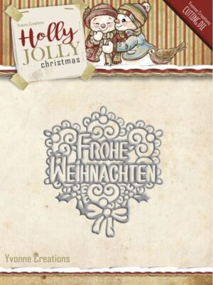Snijmal - Yvonne Creations - Holly Jolly Christmas: Holly Jolly Frohe Weihnachten - YCD10076