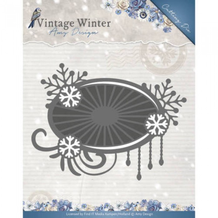 Snijmal - Amy Design - Vintage Winter: Snowflake Swirl Label - ADD10124