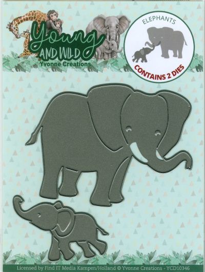 Snijmal - Yvonne Creations - Young and Wild - Elephants - YCD10346