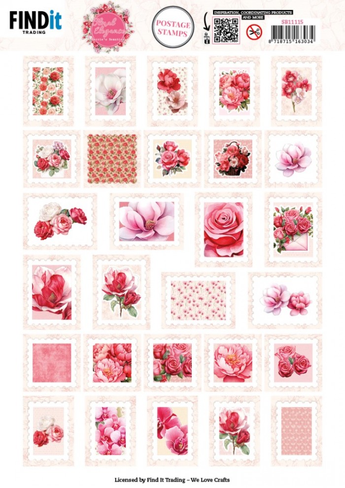 Push-out sheet - 3D - Berrie's Beauties - Floral Elegance: Postage Stamp - SB11115