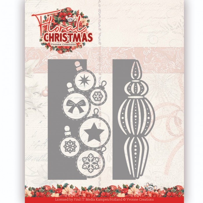 Snijmal - Yvonne Creations - Floral Christmas: Bauble Borders - YCD10367