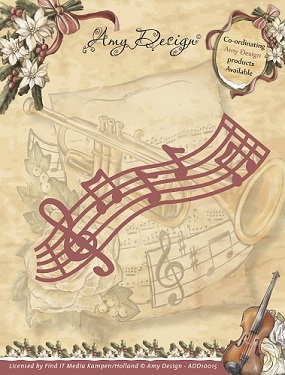 Snijmal - Amy Design - Vintage Christmas Collection: Musical Stave - ADD10015