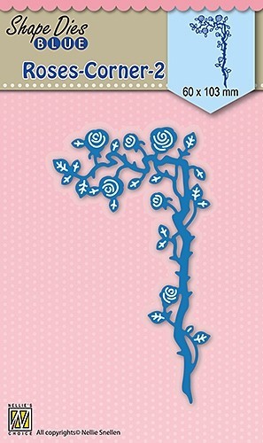 Snijmal - Nellie Snellen - Shape Dies Blue: Roses-Corner 2 - SDB037