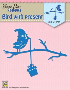 Snijmal - Nellie Snellen - Shape Dies Blue: Bird with Present - SDB068