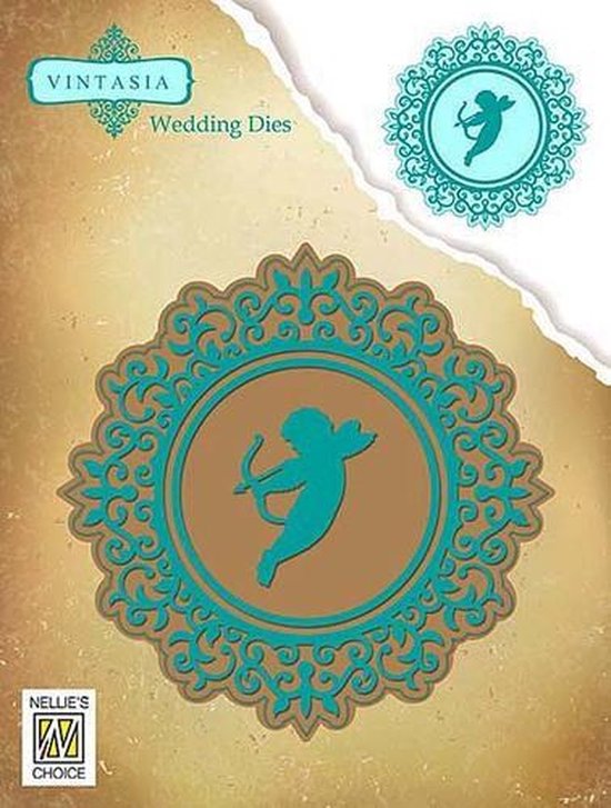Snijmal - Nellie Snellen - Wedding Dies: Frame Round with Cupid - VIND049