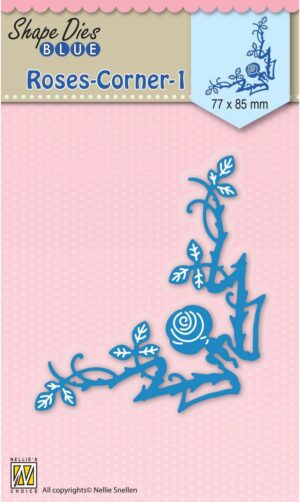 Snijmal - Nellie Snellen - Shape Dies Blue: Roses-Corner 1 - SDB036