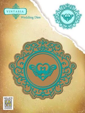 Snijmal - Nellie Snellen - Wedding Dies: Frame Round with Doves - VIND050