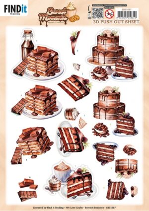 Push-out sheet - 3D - Berrie's Beauties - Sweet Moments - Baked with Love - SB11087