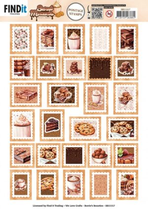 Push-out sheet - 3D - Berrie's Beauties - Sweet Moments - Push Out Postage Stamp - SB11117