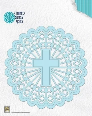 Snijmal - Nellie Snellen - Stained Glass Dies: Round with Shining Cross - SGD005