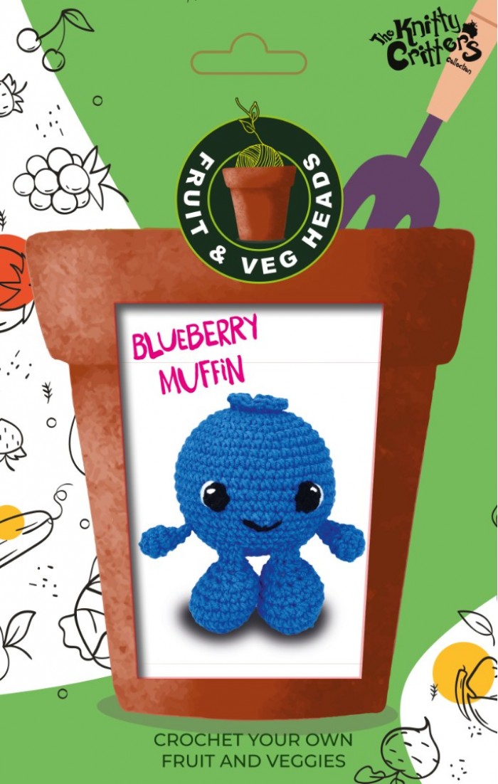 The Knitty Critters Fruit & Veg Heads Haakpakket - Blueberry Muffin