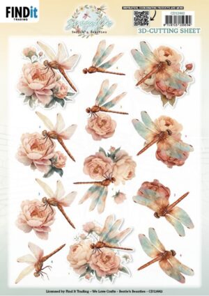 knipvel-3D - Berries Beauties - Dragonflies: Blush - CD12442