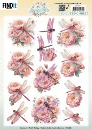 knipvel-3D - Berries Beauties - Dragonflies: Pink - CD12443