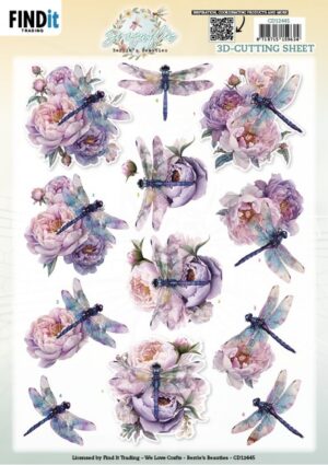knipvel-3D - Berries Beauties - Dragonflies: Lilac - CD12445