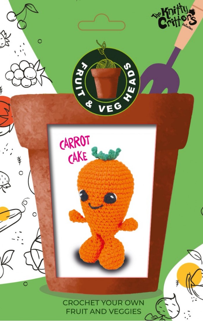 The Knitty Critters Fruit & Veg Heads Haakpakket - Carrot Cake
