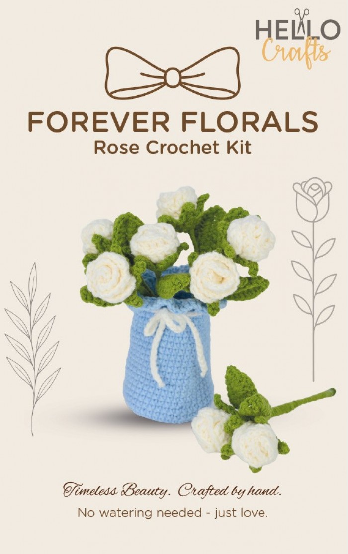 Hello Crafts Forever Florals Haakpakket - White Roses