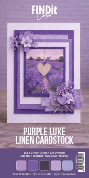 Find It Color - Linnen Kaartenkarton - Purple Luxe - 13,5 x 27,0 cm
