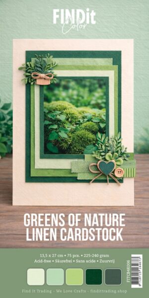 Find It Color - Linnen Kaartenkarton - Greens of Nature - 13,5 x 27,0 cm