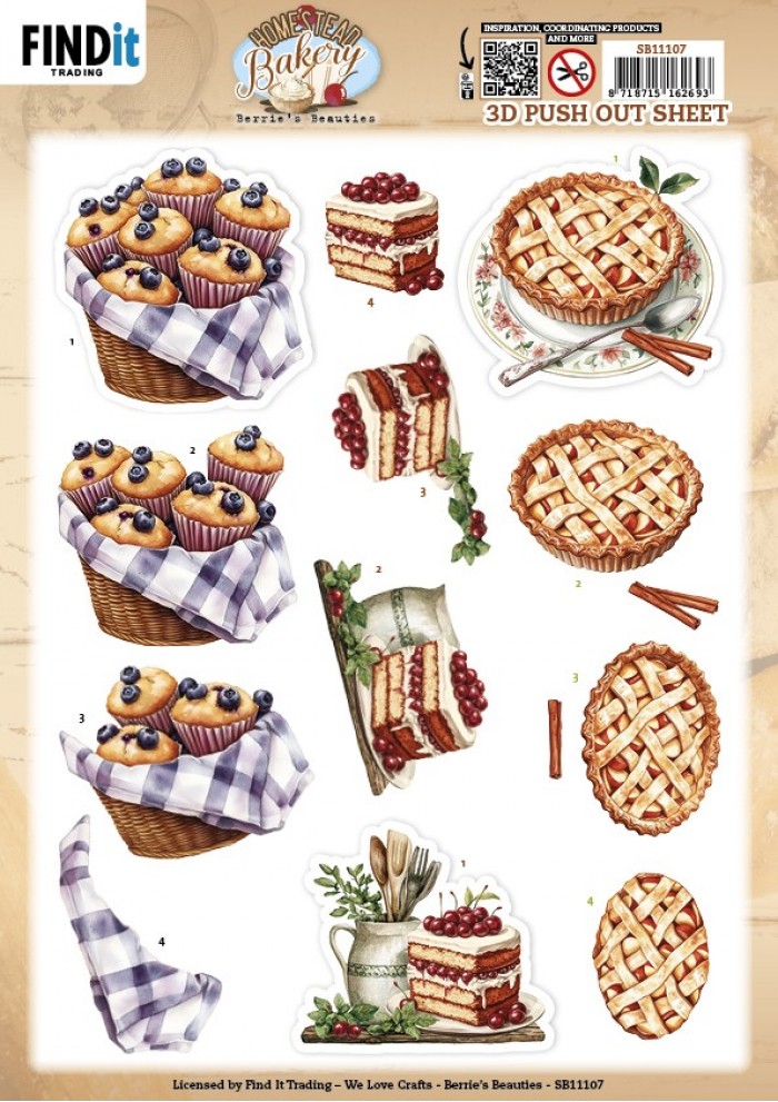 Push-out sheet - 3D - Berrie's Beauties - Homestead Bakery - Bake Bites - SB11107