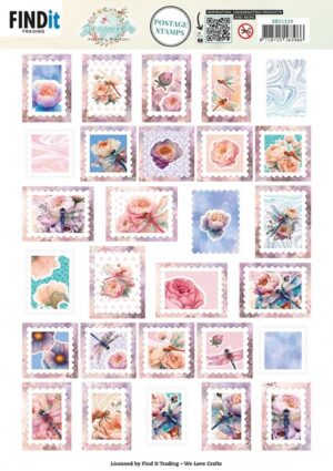 Push-out sheet - 3D - Berrie's Beauties - Dragonflies: Postage Stamps - SB11119