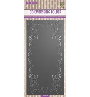 Snijmal - Nellie Snellen - 3D Embossing Folder: Curls-stars frame - EF3D035