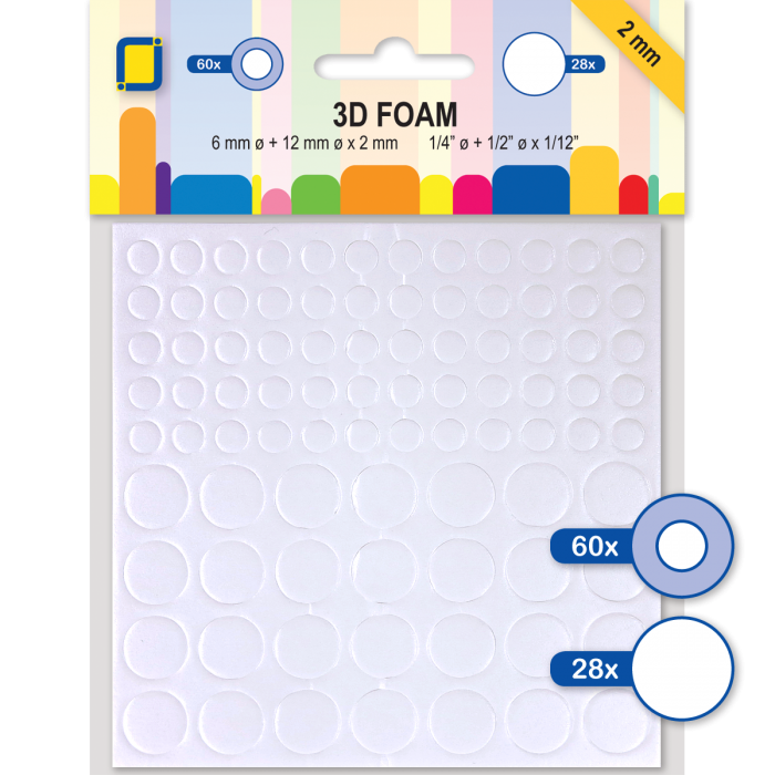 JeJe 3D Foam Dots Rondjes (6 mm + 12 mm x 2 mm)