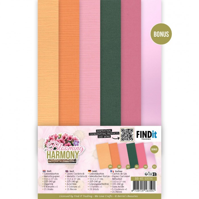 Linnen Kaartenkarton - Berries Beauties - Blooming Harmony - 13,5 × 27 cm