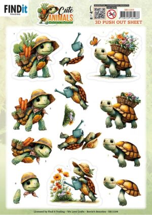 Push-out sheet - 3D - Berrie's Beauties - Cute Animals: Turtles - SB11104