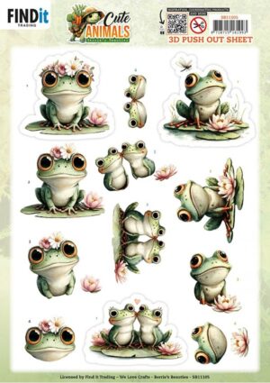 Push-out sheet - 3D - Berrie's Beauties - Cute Animals: Frogs - SB11105