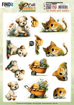 Push-out sheet - 3D - Berrie's Beauties - Cute Animals: Garden Friends - SB11106