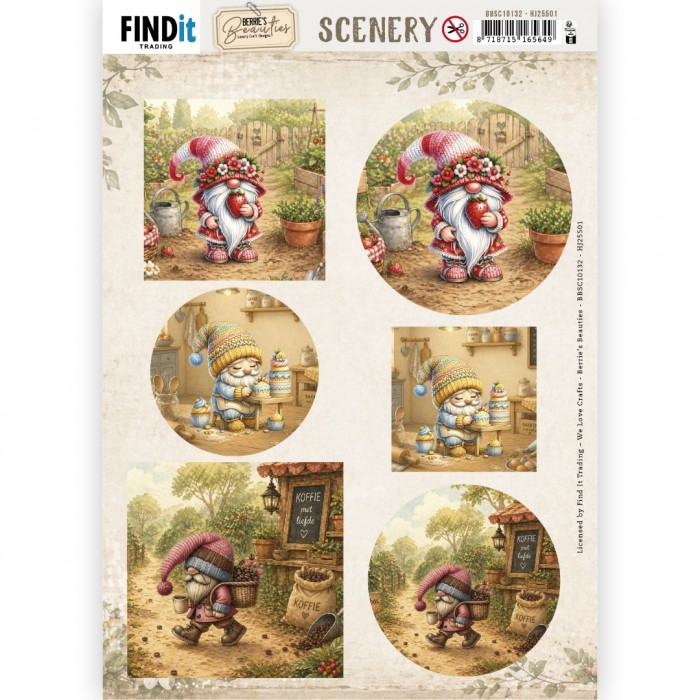 Push-out sheet - 3D - Berrie's Beauties - Happy Gnomes - BBSC10132-HJ25501